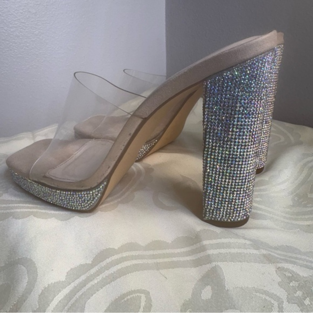 Liliana Ashley 3 Sparkling Silver Heels with Clear Strap
